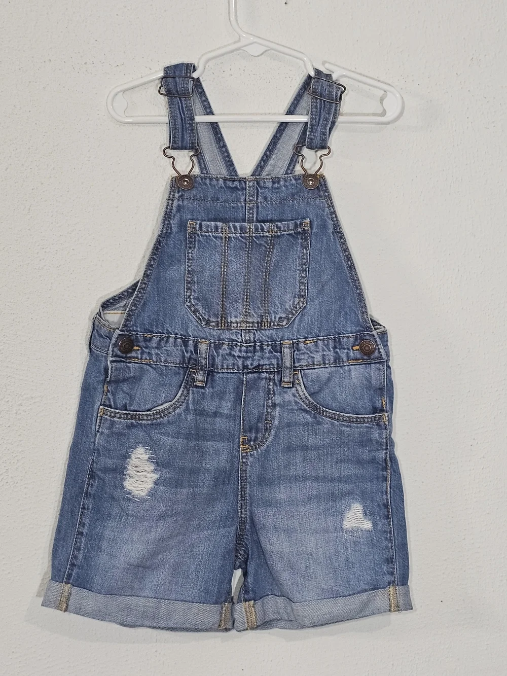 OshKosh B'gosh Girls Jean Overalls Shorts Size 5 Classic Vestbak Heritage Style
